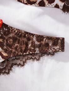Bộ áo ngực và quần lót họa tiết da báo, bộ đồ lót gợi cảm dành cho nữ, thích hợp cho những bữa tiệc hoang dã. - Cà phê nâu - Xem 5