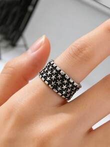 1pc Vintage And Personalized Stainless Steel Cast Men's Crown Ring Fashion Accessory - Silver - View 2