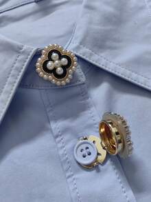 2pcs Button Cover For Shirt Flower Cufflinks Covers Flower Sleeve Button Clip On Button For Dress Wedding Tux Decoration Button Clothing Accessories Gifts - A - View 7