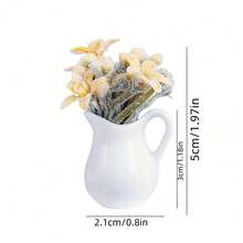 1个植绒牛奶瓶微型花，微型花卉，娃娃屋人造盆栽，迷你花卉装饰，人造花卉摆件，装饰花，花卉模型，DIY工艺配件，娃娃屋客厅卧室花卉装饰，微缩场景摄影道具，8厘米 x 6厘米，适用于OB11小型娃娃BJD微缩模型 - 4色牛奶瓶植絨小花 - 查看 3