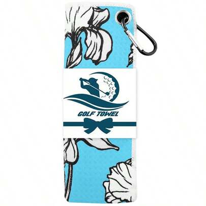  Khăn lau gậy golf thời trang FINGER TEN, kích thước 16*16 inch, 1 chiếc, chất liệu microfiber cao cấp, có kẹp carabiner để treo chắc chắn lên xe golf hoặc túi đựng gậy, phụ kiện lý tưởng cho người chơi golf.