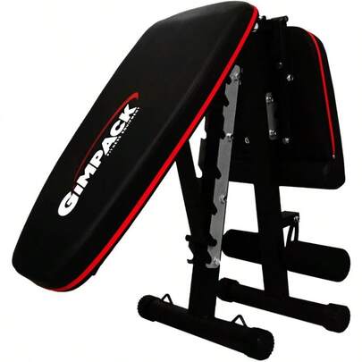 Banca Multifucional Plegable Gimpack GP 900, Respaldo 9 Multiposiciones Ajustable, Entrenamiento Gym en Casa