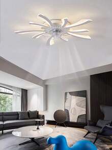 Low Profile Ceiling Fan With Lights, Flower Shaped LED Ceiling Fan, Quiet Bladeless Fan Light For Bedroom, Kids Room, Dining Room - Multicolor - View 9