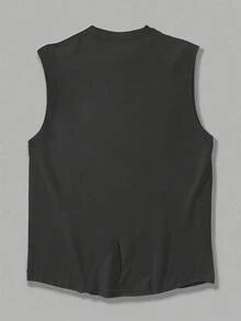 1 chiếc áo tank top nam mùa hè kiểu dáng thường ngày, in họa tiết cây dừa, cổ tròn. - Màu xám đen - Xem 4