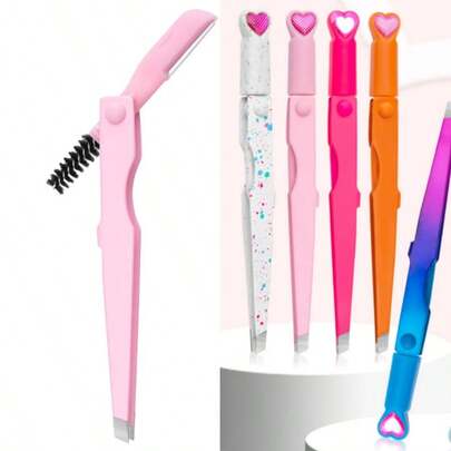 3-In-1 High Precision Stainless Steel Eyebrow Tweezer Set, With Engraved Depilation Tweezers, Eyebrow Razor And Eyelash Comb, For Eyebrow Shaping, Facial Hair Removal And Eyelash Curling, Makeup Tools, Eye Makeup Accessories