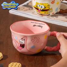 SpongeBob SquarePants 陶瓷咖啡杯，官方授权收藏品，创新双人角色设计茶杯，男女粉丝生日圣诞礼物皆宜，微波炉和洗碗机适用，完美的办公室、家居厨房纪念品，防褪色印刷，耐用易握手柄 - 彩色 - 查看 6
