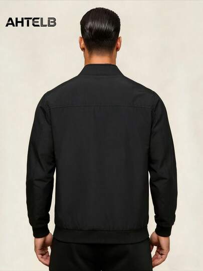  AHTELB 男士夹克，适合户外活动，带口袋，弹性下摆和袖口可阻挡冷空气。男士运动户外夹克，时尚图案，舒适透气，适合夏季健身和春季穿着，是送给朋友、丈夫、男友的绝佳礼物。