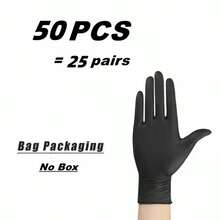 100/50/20 Pairs Black Nitrile Disposable Gloves, Thickened Textured Cleaning Gloves For Kitchen, Home, Mechanic, Tattoo - Multicolor - View 19