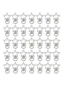 30个极简星形扣环配件，DIY钥匙扣工艺材料 - 銀色星星30pcs - 查看 1