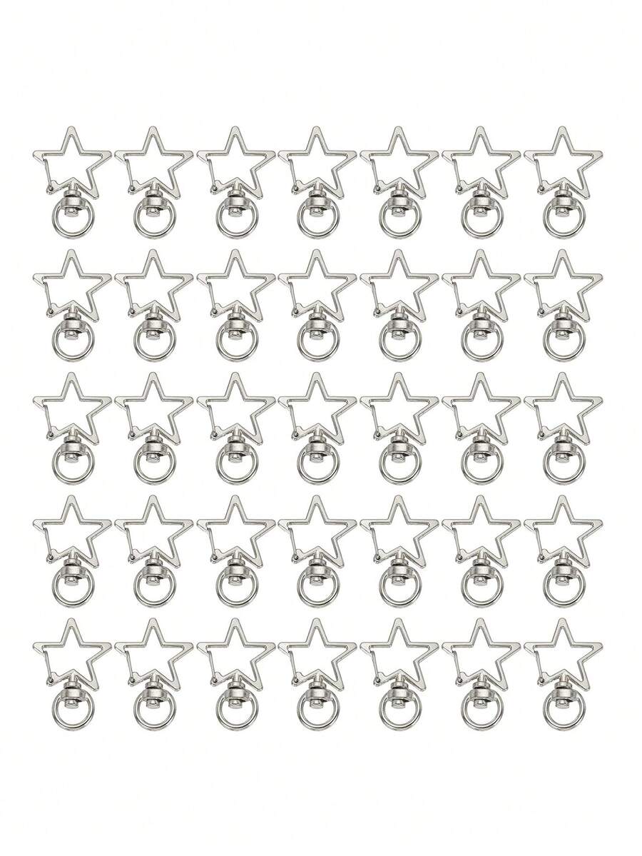 30个极简星形扣环配件，DIY钥匙扣工艺材料 - 銀色星星30pcs - 查看 1