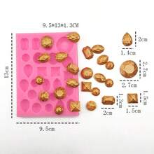 1个粉色创意欧式复古宝石硅胶模具，手工艺术品制作，各种形状的宝石，手工蜡烛，粘土，树脂，滴胶，可用于美甲装饰、工艺道具、摄影道具，易于脱模，可重复使用的硅胶模具。 - 粉紅色-多款寶石 - 查看 7