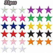 10/33pcs Colorful Star Embroidery Patches, Iron-On Or Sew-On For Repairing Hats, Shirts, Jeans And Bags (Multiple Colors Available) - Multicolor - View 10