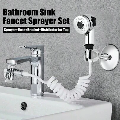 CTSZOOM 1 Set Bathroom Bathtub Faucet Set Shower Faucet Set With Handheld Shower Head Sink Faucet Sprayer Adjustable Shower Kit Suction Cup Wall Mounted Easy Install For Home Hotel Bathroom Accessories;Bathroom Faucet Combo Set Bathtub Shower Faucet With Sprayer Extension Nozzle Adjustable Shower Head Wall Mounted Easy Installation