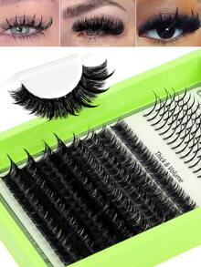 208pcs Self-Made Spiky False Eyelashes, Spiky Eyelashes And Thick Curly False Eyelashes, Cute Fairy Comfortable Lightweight Cartoon Style False Eyelashes, Reusable Individual Cluster False Eyelashes, Suitable For Y2K Butterfly Makeup - C/D MIX - View 8