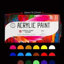 Acrylic Paint Set 12/18/24 Colors - Vibrant,  & Fade-Resistant - For Adults & Artists - Rich Pigments For Canvas, Wood Crafts & More - 1.69 Fl Oz Bottles - 12 Colors - View 12
