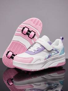 Zapatos de patines de ruedas de moda para adolescentes, zapatos casuales de doble uso desmontables con mayor estabilidad, adecuados para niños y niñas para patinaje, patinaje sobre hielo - Rosa - Ver 5