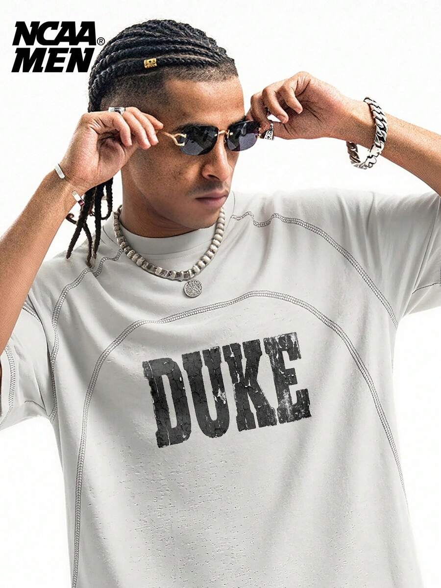 Men's Spring Letter Print T-Shirt Top, Sleeveless Vest Short Sleeve, Couple Matching Style, Spring/Summer/Autumn - White - View 1