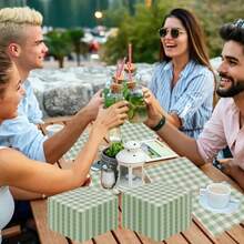 25张/50张/75张/套 柔软方形雾绿色格子餐巾，双层，展开尺寸25厘米*25厘米，适用于：婚礼、下午茶、生日派对装饰、派对装饰、派对用品、节日装饰、节日用品 - 多色 - 查看 3