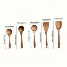 Wooden Spoons For Cooking, 5pcs/12pcs Teak Wood Kitchen Utensils Set  Nonstick Heat Resistant Wooden Cooking Utensils, Natural Healthy Spatula Set For Pots And Pans Teak Wooden Cooking Utensils Set  Non-Stick Wooden Spatula & Spoon Set   Wooden Kitchen Tools Set  Handcrafted Wooden Cooking Spoons Set  Heat-Resistant Wooden Kitchen Utensil Set  Kitchen Essentials - 棕色 - 查看 17