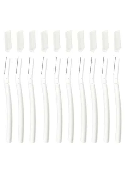 10片装乳白色去角质刮刀，面部及眉毛剃刀，精准刀头 | 男女通用便携式剃刀