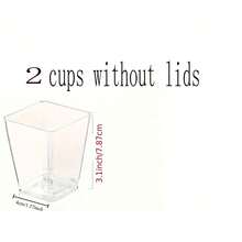 10/20/25/50/100pcs Set Transparent Angled Square Mini Dessert Cups With Spoons - Thick Plastic Small Drink Cups And Parfait Bowls, Stackable Reusable Ice Cream Cups, Suitable For Pudding, Party, Wedding, Tasting (3oz Capacity, With Spoons) - Clear - View 16