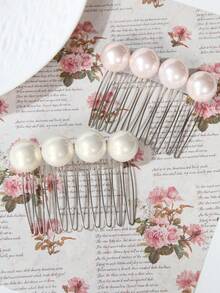 Women's Elegant 10-Tooth Pearl Hair Comb, Minimalist Chic Pearl Side Comb, Versatile Daily Wear Hair Accessory - Multicolor - View 6