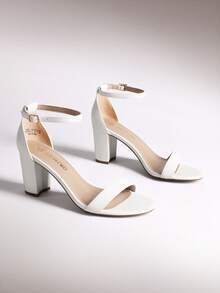 Women's Ankle Strap Low Heel Pump Sandals - Open Toe, Chunky Block Heel, Comfortable Summer Shoes With Adjustable Ankle Strap For Casual And Formal Wear - 白色 - 查看 1