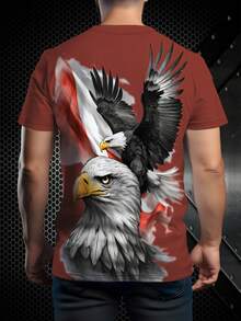 Weißes Sommer T-Shirt mit Adler Grafik-Muster, atmungsaktiv, modisch und auffallend, lässiges Kurzarm-Top für Herren - Verschiedenfarbig - Übersicht 2