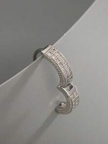 全镶钻嘻哈圈形耳环，时尚独特设计，简约奢华男士耳环，百搭优雅耳环 - X009-A(一對裝) - 查看 4