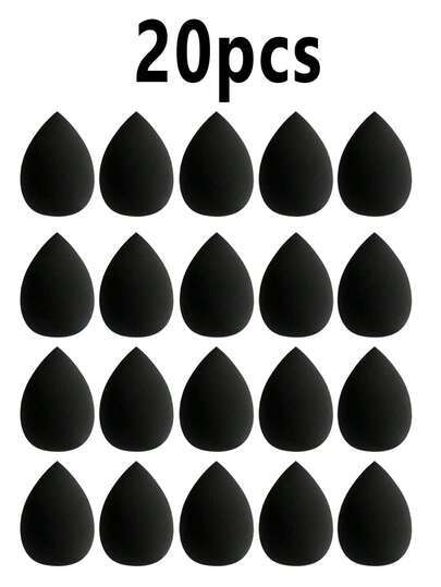 20/15/10/5/1个装多功能黑色化妆海绵，水滴形化妆海绵，干湿两用化妆工具，专业柔软遮瑕海绵，柔软美妆蛋套装，多功能化妆工具，适用于粉底、散粉、遮瑕膏、眼影、高光和修容，是化妆新手和爱好者的理想之选。