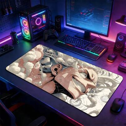 YUFZX Anime Character XXL Extended Gaming Mouse Pad, Large Desk Mat With Non-Slip Rubber Base, Stitched Lock Edge Washable Desktop Pad, Suitable For Gaming Setup Home Office, Ideal Gift For Gamers Anime Fans