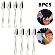 2/4/8pcs Stainless Steel Serrated Fruit Spoons, Grapefruit Spoons, Ice Cream Spoons, Durable & Reusable, Dishwasher , Suitable For Restaurant And Home Use, 6.57 Inches, Silver - Silver - View 10