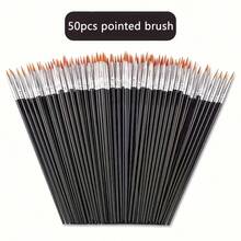 Bộ cọ vẽ chuyên nghiệp 50/100 chiếc - Lông cọ nylon đen, có đầu dẹt và đầu nhọn, thích hợp cho sơn acrylic. - cọ sơn dầu - Xem 16