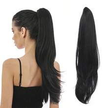 Tóc giả đuôi ngựa dài 18 inch thanh lịch dành cho nữ - Tóc giả thẳng tổng hợp, bồng bềnh và đa năng. - Dark Brown - Xem 16