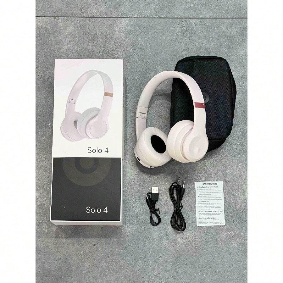 New Foldable Wireless Noise Cancelling Headphones For SOLO 4 Over Ear Sports Headset With Pop-Up Pairing And Portable Storage - 粉色 - 查看 1