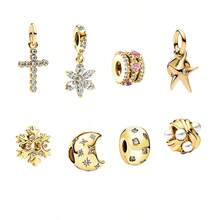 1 hạt charm mạ vàng hình ngôi sao, mặt trăng và đại dương dùng để trang trí vòng tay. - Nhiều màu - Xem 1
