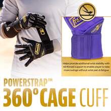 Franklin Sports Powerstrap Infinite Series Batting Gloves Multiple Colors and Sizes - Púrpura/dorado - Ver 4