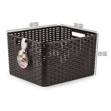 HOMYGO-Cesta Organizadora Tipo Rattan de Plástico 23*40*34 cm / 29*39*19 cm – Canasta de Almacenamiento Ligera y Resistente para Ropa y Limpieza, Color Blanco o Wengué - Wengué - Ver 4