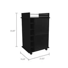 Carrito de Bar Vegas, Mueble de Dos Niveles con Puerta de Vidrio, Seis Compartimentos para Licores en el Interior - Negro + Tablero de partículas + Melamina - Ver 10