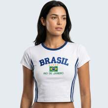 BabyTee Brasil Embroidered Women's T-Shirt - 白色 - 查看 1