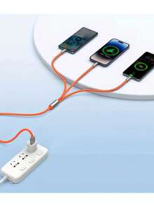 Gesen Cable de carga rápida 3 en 1 de 1,2 M con puertos Lightning, Tipo-C y Micro USB, compatible con la mayoría de los dispositivos, disponible en colores naranja y azul - Multicolor - Ver 6