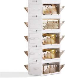 5-Tier Stackable Plastic Storage Bins - 23QT Stackable Storage Bins - Closet Organization And Storage, Suitable For Bedroom, Organization And Storage Boxes For Study, Toy Room, Office - Trắng 1 - Xem 6