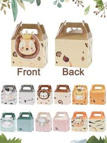 9个丛林动物主题带提手礼盒，迷你手持礼盒，丛林动物主题生日派对礼品袋，婴儿派对礼品包装用品，新生儿派对甜巧克力糖果袋，性别揭晓派对糖果袋，迎婴派对餐桌装饰，一周岁生日派对用品，生日派对装饰，生日装饰品，婴儿派对装饰，性别揭晓派对装饰，生日礼物，丛林主题派对装饰 - 動物貼紙 - 查看 7