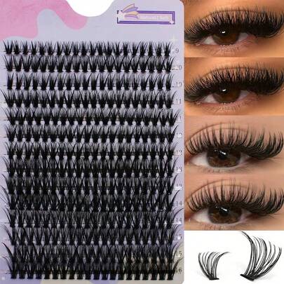 LIMEIKAI 280 Clusters Of 40D False Mink Eyelashes D Curl Natural Eyelash Extensions Russian Strip Individual Eyelashes Makeup Tool