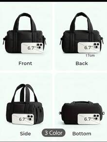 1个迷你6升绗缝斜挎单肩健身包，女士小巧可拆卸肩带，蓬松旅行包，适合健身 - 彩色 - 查看 5