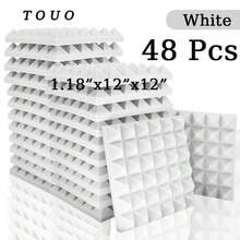 TOUO 6-48 片装吸音泡沫板，8 色金字塔形墙面隔音板，高密度防火隔音泡沫，适用于录音棚墙壁和天花板 - 金字塔 - 查看 82
