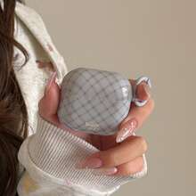 菱形图案灰蓝色菱形+圆圈 Pro 3/2、4/3/2 耳机保护套，时尚女士/简约耳机保护套，苹果耳机保护套/男士保护套 - 霧霾藍 - 查看 11