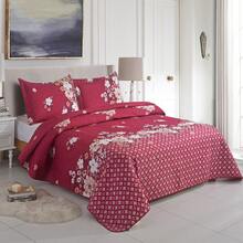 3 PCS Reversible Quilted Bedspread Set - Patchwork Floral Design With Pillow Shams Soft Microfiber Comforter For Double & King Size Beds - MILAN-130 - View 10