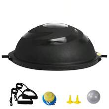 Entrenador de Pelota de Medio Ejercicio, Entrenador de Pelota de Equilibrio de 660 x 200 mm de Capacidad de 680 kg con Bandas de Resistencia y Bomba de Pie, para Gimnasio en Casa, Negro - por defecto - Ver 1