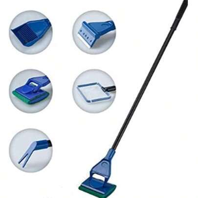 5-In-1 Aquarium Cleaning Kit, Fish Tank Algae Scraper Accessories For Small, Medium And Large Aquariums, Cleans Algae, Sand And Stones